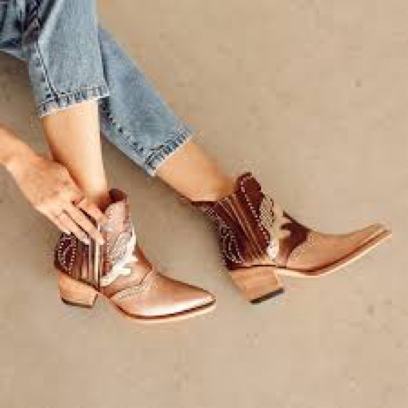 Mezcalero Chiara Rose Gold Glam Western booties - Sz. 41 New in Box - Picture 7 of 10